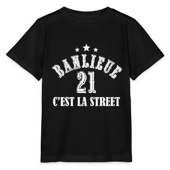 banlieue 21 c'est la street - T-shirt bio MINI CREATOR Stanley/Stella Enfant - noir - Devant - Mikhail (115cm)