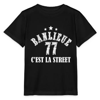 banlieue 77 c'est la street - T-shirt bio MINI CREATOR Stanley/Stella Enfant - noir - Devant - Mikhail (115cm)