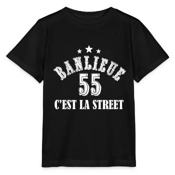 banlieue 55 c'est la street - T-shirt bio MINI CREATOR Stanley/Stella Enfant - noir - Devant - Mikhail (115cm)