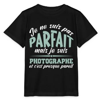 je ne suis pas parfaite mais je suis photographe - T-shirt bio MINI CREATOR Stanley/Stella Enfant - noir - Devant - Mikhail (115cm)