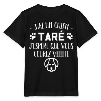 t-shirt j'ai un chien taré courez humour cadeau - T-shirt bio MINI CREATOR Stanley/Stella Enfant - noir - Devant - Mikhail (115cm)