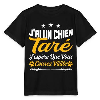 t-shirt j'ai un chien taré courez humour cadeau - T-shirt bio MINI CREATOR Stanley/Stella Enfant - noir - Devant - Mikhail (115cm)
