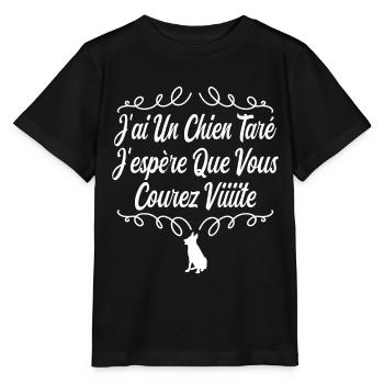 t-shirt j'ai un chien taré courez humour cadeau - T-shirt bio MINI CREATOR Stanley/Stella Enfant - noir - Devant - Mikhail (115cm)