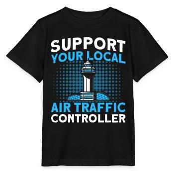 Luftverkehrskontrolle Flughafen Geschenk - Stanley/Stella Kinder T-Shirt MINI CREATOR  - Schwarz - Vorne - Mikhail (115cm)