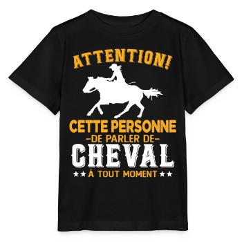 Cette Personne Risque Parler De Cheval Tout Moment - T-shirt bio MINI CREATOR Stanley/Stella Enfant - noir - Devant - Mikhail (115cm)