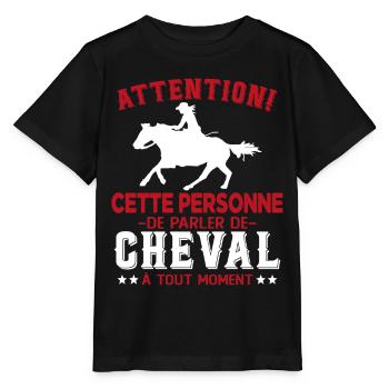 Cette Personne Risque Parler De Cheval Tout Moment - T-shirt bio MINI CREATOR Stanley/Stella Enfant - noir - Devant - Mikhail (115cm)