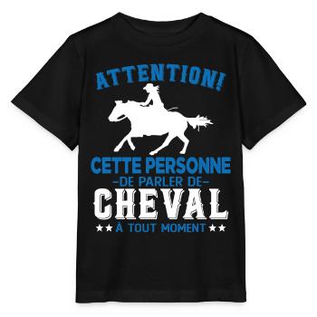Cette Personne Risque Parler De Cheval Tout Moment - T-shirt bio MINI CREATOR Stanley/Stella Enfant - noir - Devant - Mikhail (115cm)