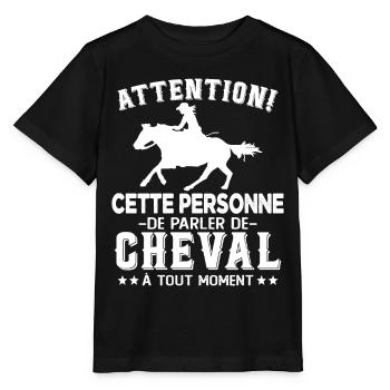 Cette Personne Risque Parler De Cheval Tout Moment - T-shirt bio MINI CREATOR Stanley/Stella Enfant - noir - Devant - Mikhail (115cm)