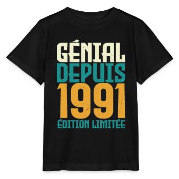 Génial depuis 1991 - T-shirt bio MINI CREATOR Stanley/Stella Enfant - noir - Devant - Mikhail (115cm)