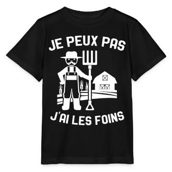 Je Peux Pas J'ai Les Foins Cadeau Agriculteur - T-shirt bio MINI CREATOR Stanley/Stella Enfant - noir - Devant - Mikhail (115cm)