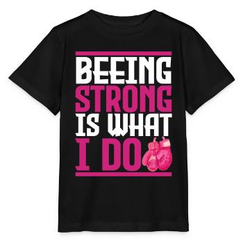 Brustkrebs, du bist stark. - Stanley/Stella Kinder T-Shirt MINI CREATOR  - Schwarz - Vorne - Mikhail (115cm)