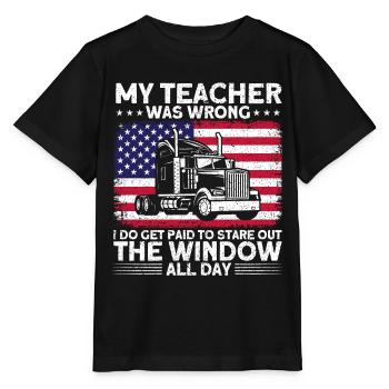 Sattelzug Sattelschlepper Fernfahrer Geschenk - Stanley/Stella Kinder T-Shirt MINI CREATOR  - Schwarz - Vorne - Mikhail (115cm)