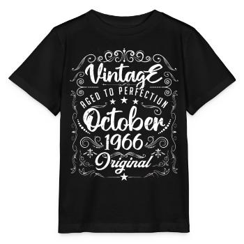 Vintage GEBOREN IM OKTOBER 1966 - Jubiläumsgeschenk. - Stanley/Stella Kinder T-Shirt MINI CREATOR  - Schwarz - Vorne - Mikhail (115cm)