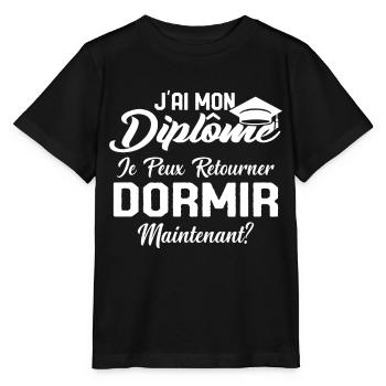 J'ai mon diplôme je peux retourner dormir? - T-shirt bio MINI CREATOR Stanley/Stella Enfant - noir - Devant - Mikhail (115cm)