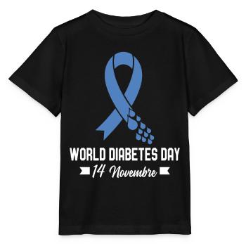 Journée mondiale du diabète de sensibilisation - T-shirt bio MINI CREATOR Stanley/Stella Enfant - noir - Devant - Mikhail (115cm)