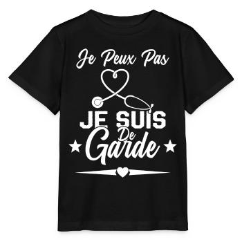 Je Peux Pas Je Suis De Garde Drôle Infirmier - T-shirt bio MINI CREATOR Stanley/Stella Enfant - noir - Devant - Mikhail (115cm)