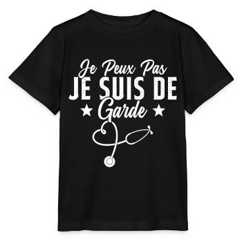 Je Peux Pas Je Suis De Garde Drôle Infirmier - T-shirt bio MINI CREATOR Stanley/Stella Enfant - noir - Devant - Mikhail (115cm)