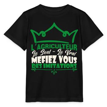 Agriculteur le seul le vrai méfiez vous. - T-shirt bio MINI CREATOR Stanley/Stella Enfant - noir - Devant - Mikhail (115cm)