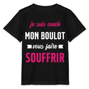 Je suis coach mon boulot vous faire souffrir - T-shirt bio MINI CREATOR Stanley/Stella Enfant - noir - Devant - Mikhail (115cm)