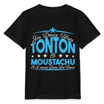 J'ai deux titres tonton et moustachu. Cadeau. - T-shirt bio MINI CREATOR Stanley/Stella Enfant - noir - Devant - Mikhail (115cm)