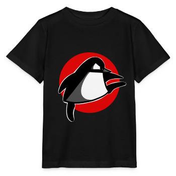 funny martial art penguin shirt sticker - Stanley/Stella MINI CREATOR Kids’ T-Shirt - black - Front - Mikhail (115cm)