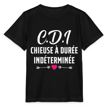 CDI Chieuse à durée indéterminée cadeau humour - T-shirt bio MINI CREATOR Stanley/Stella Enfant - noir - Devant - Mikhail (115cm)