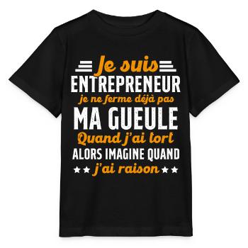 Je suis entrepreneur je ne ferme pas ma gueule - T-shirt bio MINI CREATOR Stanley/Stella Enfant - noir - Devant - Mikhail (115cm)