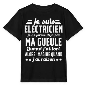 Electricien humour qui ne ferme pas sa gueule - T-shirt bio MINI CREATOR Stanley/Stella Enfant - noir - Devant - Mikhail (115cm)