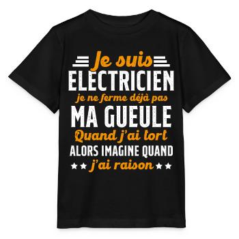 Electricien humour qui ne ferme pas sa gueule - T-shirt bio MINI CREATOR Stanley/Stella Enfant - noir - Devant - Mikhail (115cm)