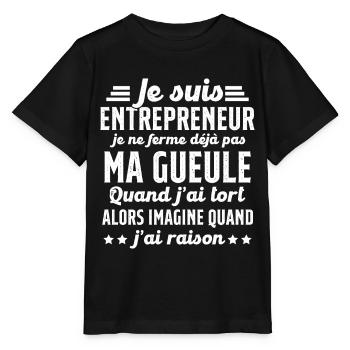 Je suis entrepreneur je ne ferme pas ma gueule - T-shirt bio MINI CREATOR Stanley/Stella Enfant - noir - Devant - Mikhail (115cm)