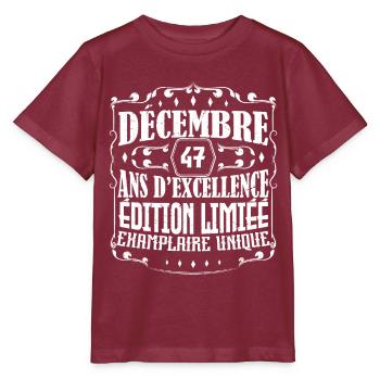 Décembre 47 ans ,Idée Cadeau anniversaire - T-shirt bio MINI CREATOR Stanley/Stella Enfant - bordeaux - Devant - Kain (125cm)