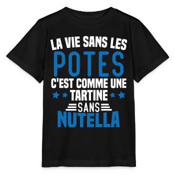Tartine sans chocolat Humour Cadeau - T-shirt bio MINI CREATOR Stanley/Stella Enfant - noir - Devant - Mikhail (115cm)