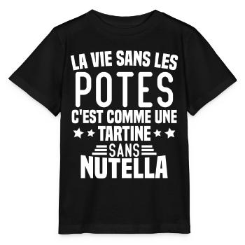 Tartine sans chocolat Humour Cadeau - T-shirt bio MINI CREATOR Stanley/Stella Enfant - noir - Devant - Mikhail (115cm)