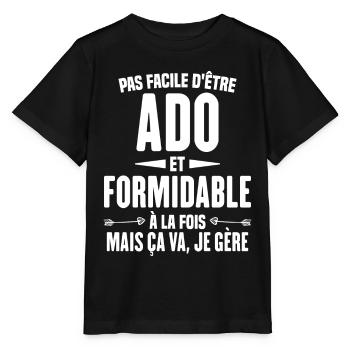 Pas Facile d'Être Ado Et Formidable À La Fois - T-shirt bio MINI CREATOR Stanley/Stella Enfant - noir - Devant - Mikhail (115cm)