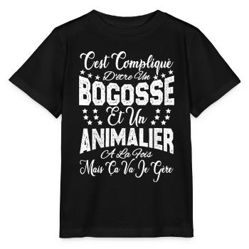 c'est compliqué d'être un Bogosse et un Animalier. - T-shirt bio MINI CREATOR Stanley/Stella Enfant - noir - Devant - Mikhail (115cm)