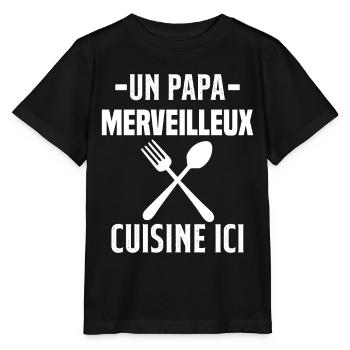 Un papa merveilleux cuisine ici - T-shirt bio MINI CREATOR Stanley/Stella Enfant - noir - Devant - Mikhail (115cm)