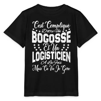 c'est compliqué être un Bogosse et un Logisticien. - T-shirt bio MINI CREATOR Stanley/Stella Enfant - noir - Devant - Mikhail (115cm)