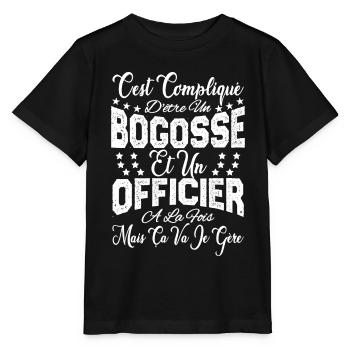 c'est compliqué d'être un Bogosse et un Officier. - T-shirt bio MINI CREATOR Stanley/Stella Enfant - noir - Devant - Mikhail (115cm)