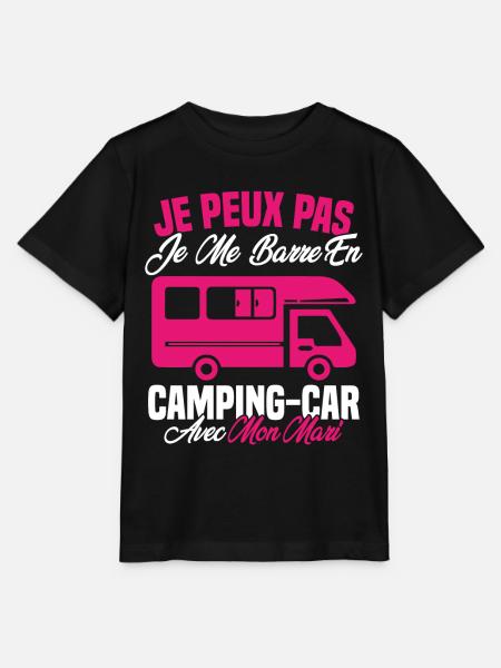 J'peux pas j'me barre en camping car avec mon mari - T-shirt bio MINI CREATOR Stanley/Stella Enfant - noir