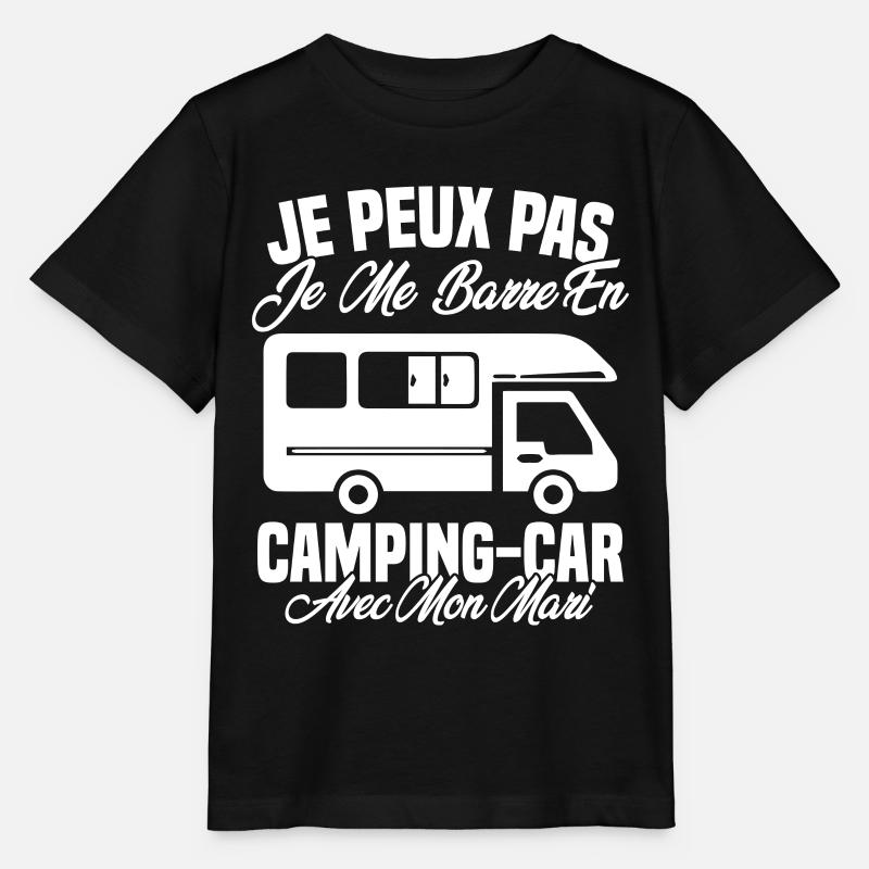 J'peux pas j'me barre en camping car avec mon mari - T-shirt bio MINI CREATOR Stanley/Stella Enfant - noir