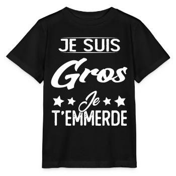 Je suis gros et je t'emmerde - T-shirt bio MINI CREATOR Stanley/Stella Enfant - noir - Devant - Mikhail (115cm)