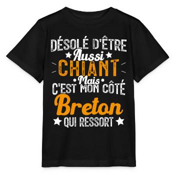 Désolé d'être Chiant c'est mon côté Breton - T-shirt bio MINI CREATOR Stanley/Stella Enfant - noir - Devant - Mikhail (115cm)