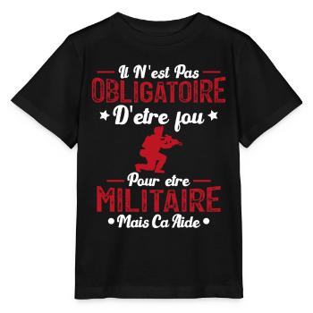 Fou et Militaire - Humour Militaire Cadeau - T-shirt bio MINI CREATOR Stanley/Stella Enfant - noir - Devant - Mikhail (115cm)