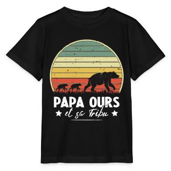 Papa ours et sa tribu Humour cadeau - T-shirt bio MINI CREATOR Stanley/Stella Enfant - noir - Devant - Mikhail (115cm)