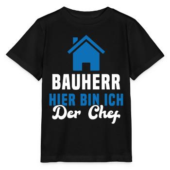 Maître d'ouvrage Ici, c'est moi le chef Chantier - T-shirt bio MINI CREATOR Stanley/Stella Enfant - noir - Devant - Mikhail (115cm)