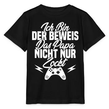 Ich Bin der Beweis das Papa Nicht nur zockt - Stanley/Stella Kinder T-Shirt MINI CREATOR  - Schwarz - Vorne - Mikhail (115cm)