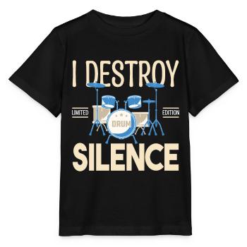 Ich zerstöre das Schweigen. Geschenkschlagzeuger, Geschenkmusiker - Stanley/Stella Kinder T-Shirt MINI CREATOR  - Schwarz - Vorne - Mikhail (115cm)