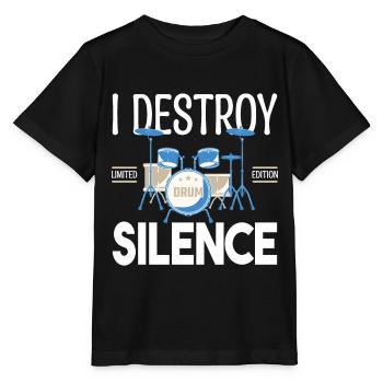 Ich zerstöre das Schweigen. Geschenkschlagzeuger, Geschenkmusiker - Stanley/Stella Kinder T-Shirt MINI CREATOR  - Schwarz - Vorne - Mikhail (115cm)