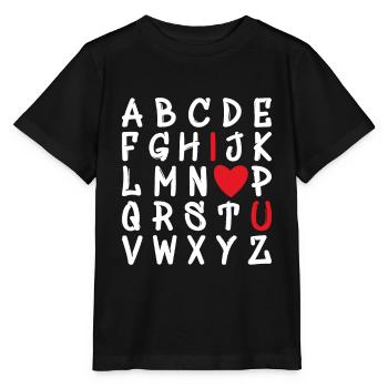 letters of the alphabet I Love You - Stanley/Stella MINI CREATOR Kids’ T-Shirt - black - Front - Mikhail (115cm)
