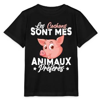 Les cochons sont mes animaux préféré Humour Cadeau - T-shirt bio MINI CREATOR Stanley/Stella Enfant - noir - Devant - Mikhail (115cm)
